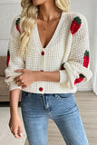 Strawberry-Pattern Knit Cardigan