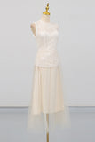 Sleeveless Lace Overlay Midi Dress
