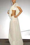 Ruffle-Trim Backless Skirt Set