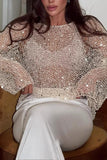 Long-Sleeve Mesh Blouse