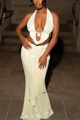 Elegant Halter Skirt Set