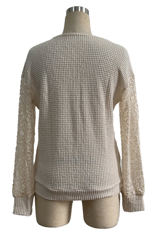 Elegant Lace Sleeve Knit Top