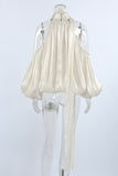 Draped Cold Shoulder Flowing Blouse