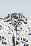 Patterned Floral Shirt with Striped Collar