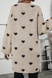 Heart Pattern Longline Cardigan