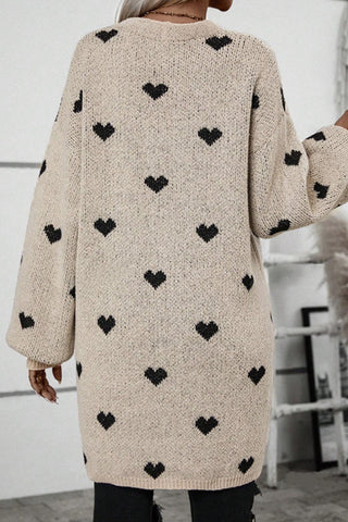 Heart Pattern Longline Cardigan