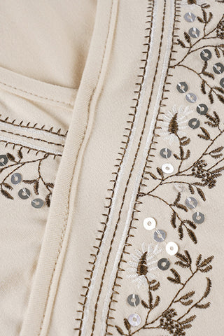 Pattern Wrap-Style Long Sleeve Top