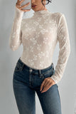 Floral Mesh Long-Sleeve Top