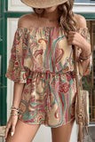 Off-Shoulder Paisley Romper