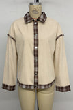 Casual Plaid Contrast Button-Up Jacket