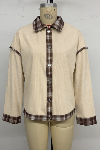 Casual Plaid Contrast Button-Up Jacket