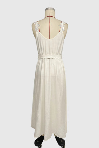 Lace-Trimmed Casual Midi Dress