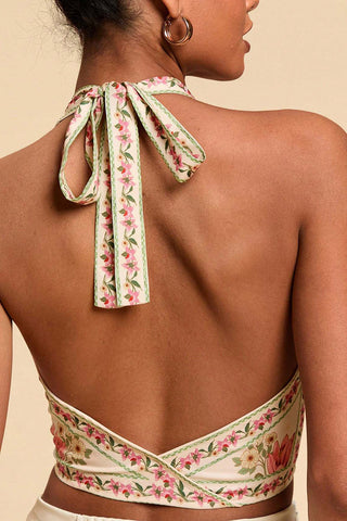 Tie-Front Floral Halter Top