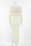 Off-Shoulder Ribbed Casual Dress