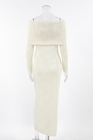 Off-Shoulder Ribbed Casual Dress