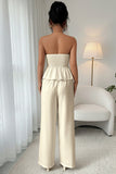 Strapless Button-Front Pants Set