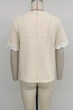 Lace-Trim Button T-Shirt