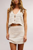 Lace-Up Crochet Skirt Set