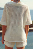 V-Neck Textured Short Set