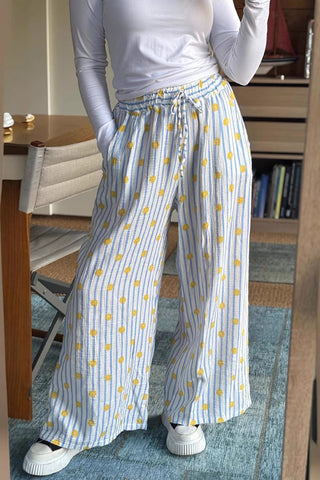 Striped Wide-Leg Casual Pants