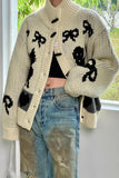 Trendy Graphic Button Cardigan