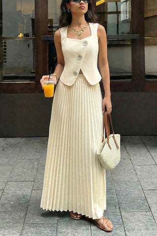 Stylish Button-Front Skirt Set