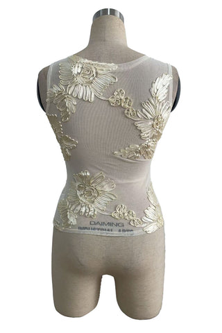 Floral Embellished Sheer Tank Top