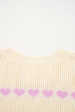 Heart Pattern Knit Sweater