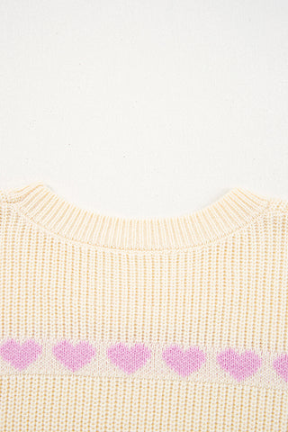 Heart Pattern Knit Sweater