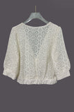 Eyelet Lace Twist-Front Blouse
