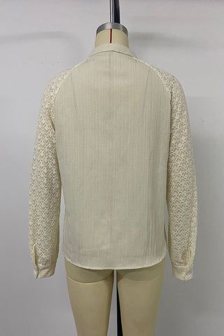 Lace Sleeve Button-Front Blouse