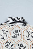 Patterned Floral Shirt with Striped Collar