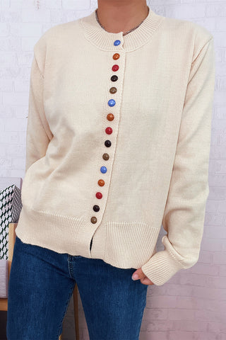 Colorful Button-Front Sweater