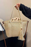 Braided Handle Tote with Tassel Accent