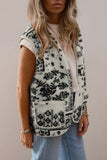 Sherpa Vest Jacket with Paisley Print