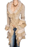 Ruffled Hem Cardigan with Flared Cuffs