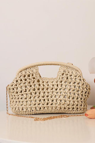 Chic Woven Handbag with Chain Strap