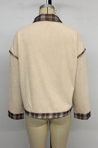 Casual Plaid Contrast Button-Up Jacket