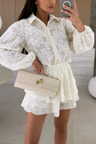 Lace Blouse & Shorts Set