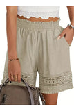 Lace-Trimmed High-Waist Casual Shorts