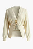 Elegant V-Neck Cardigan with Statement Button