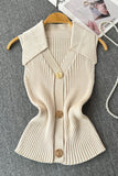 Button-Front Ribbed Top