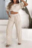 Floral Detail Relaxed Pants Set
