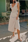 Striped V-Neck Vacation Dress
