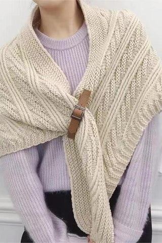 Buckle-Closure Knit Poncho