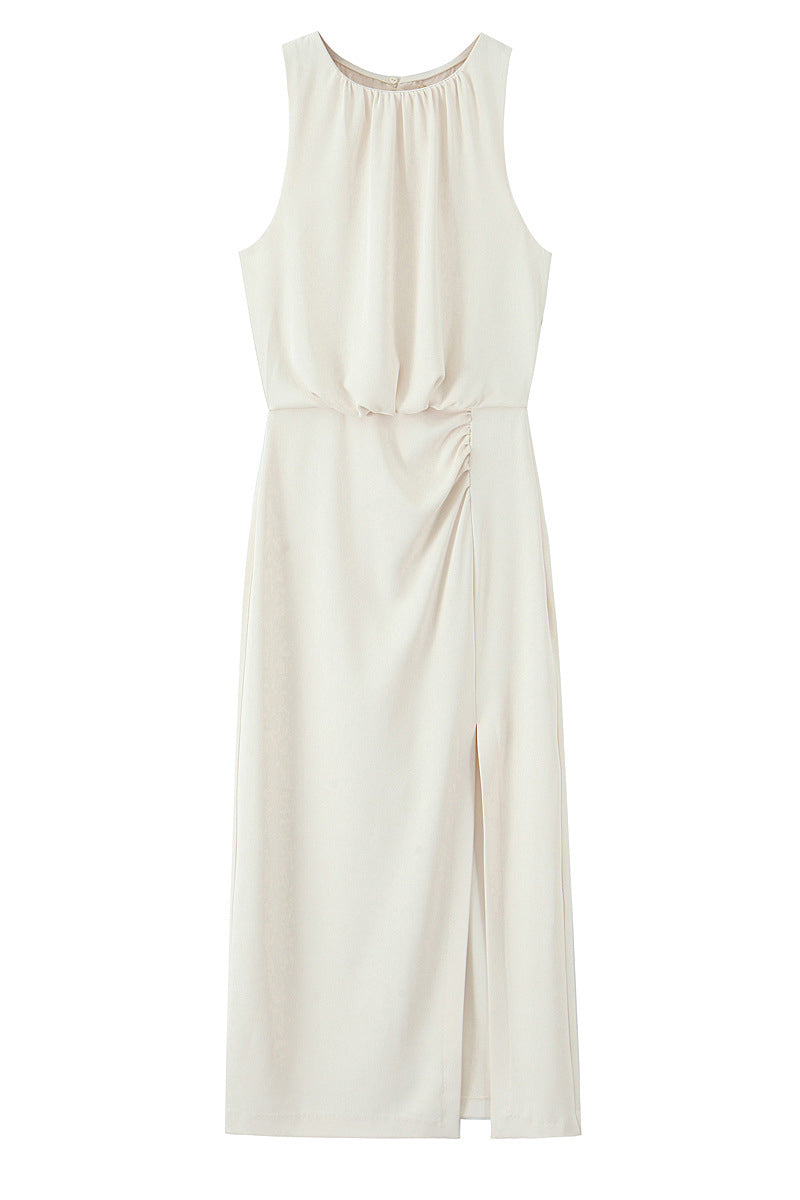 Sleeveless Draped Casual Dress