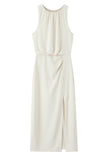 Sleeveless Draped Casual Dress