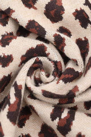 Leopard Pattern Mock Neck Sweater