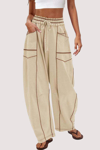 Relaxed Wide-Leg Drawstring Pants