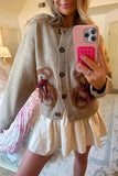 Bear-Pattern Button Cardigan